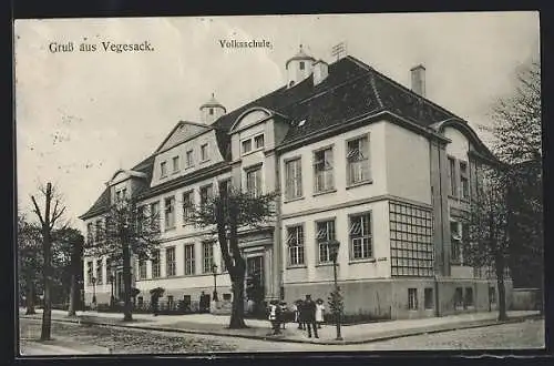 AK Vegesack, Volksschule mit Strassenpartie