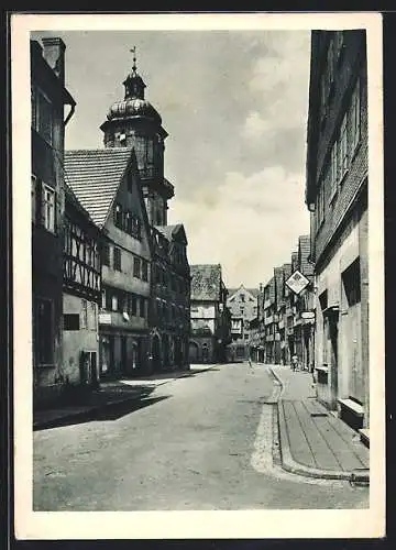 AK Aalen /Württbg., Strasse Alte Schulgasse mit Geschäften