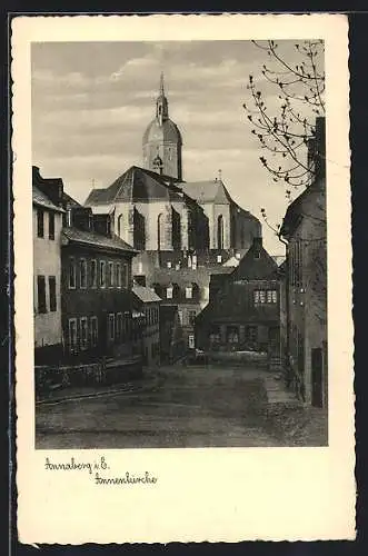 AK Annaberg i. E., Strassenpartie mit Annenkirche