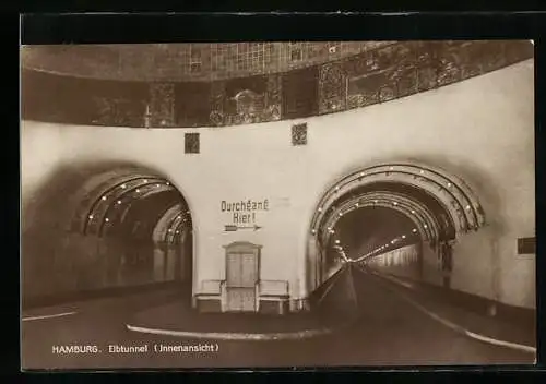 AK Hamburg-St. Pauli, Elbtunnel, Innenansicht