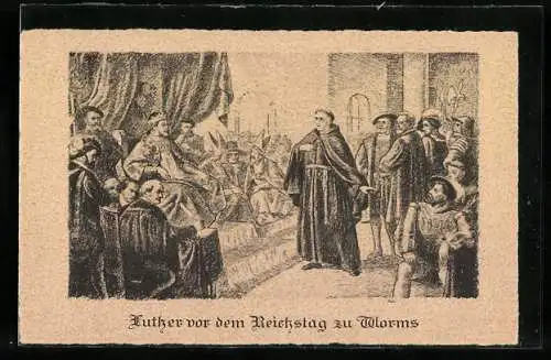 Künstler-AK Worms, Luther vor dem Reichstag