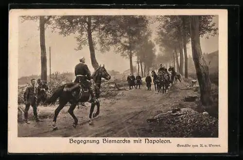 AK Begegnung Bismarcks mit Napoleon, Treffen auf einem Feldweg