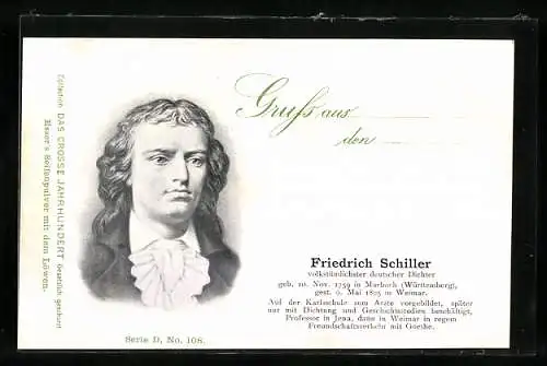 AK Friedrich Schiller, 1759-1805, Deutscher Dichter