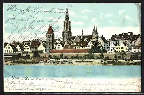 AK Ulm a. D., Teilansicht mit Kirche von Neu-Ulm gesehen