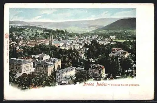 AK Baden-Baden, Ort vom Schloss Solms gesehen