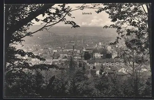 AK Lörrach, Teilansicht mit Bäumen