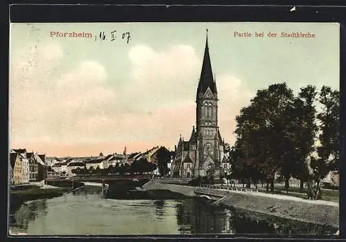 AK Pforzheim, Partie bei der Stadtkirche