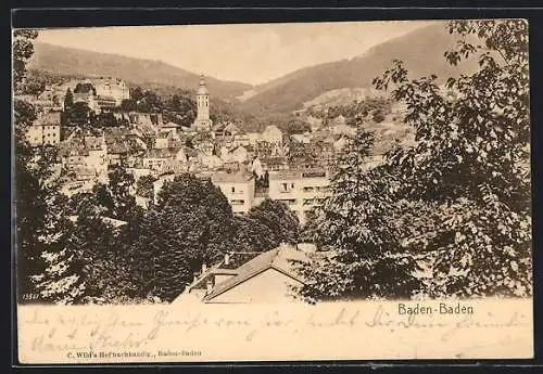 AK Baden-Baden, Teilansicht mit Schloss