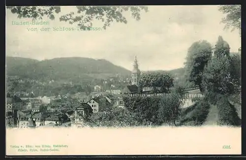 AK Baden-Baden, Teilansicht mit Kirche von der Schloss-Terrasse aus