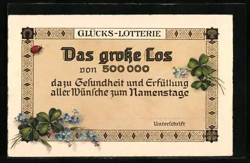 AK Glücks-Lotterie, Das grosse Los