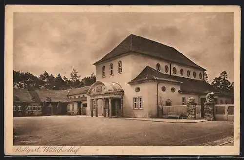 AK Stuttgart, Waldfriedhof, Hausansicht