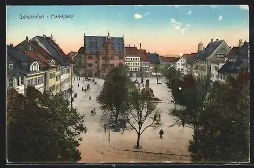 AK Schweinfurt, Marktplatz mit Denkmal