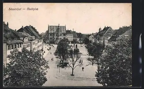 AK Schweinfurt, Motiv vom Marktplatz mit Denkmal