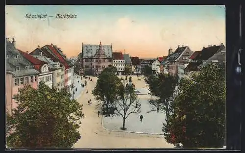 AK Schweinfurt, Marktplatz mit Denkmal