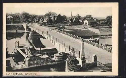 AK Schweinfurt, Mainbrücke mit Denkmal