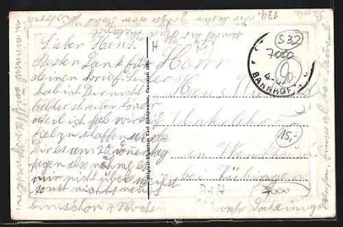 Präge-AK Stuttgart, Teilansicht mit Strassenpartie