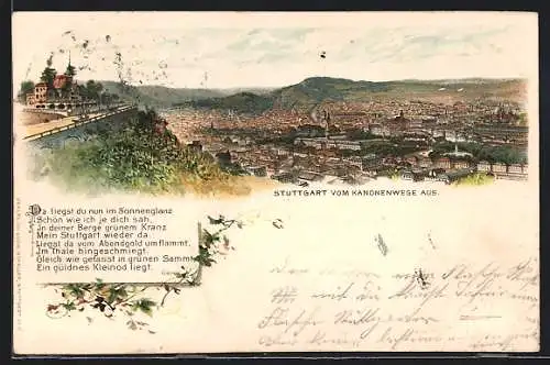 AK Stuttgart, Stadttotale vom Kanonenwege aus