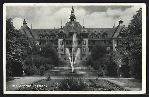 AK Bad Altheide, Blick zum Kurhaus mit Springbrunnen