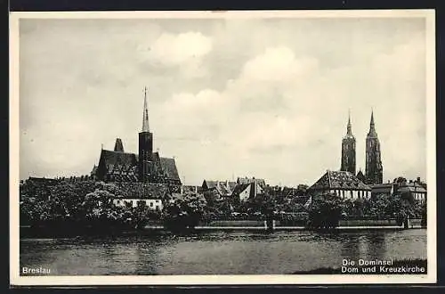 AK Breslau, Die Dominsel mit Dom und Kreuzkirche
