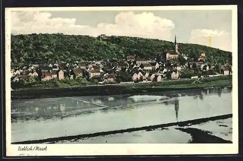 AK Dieblich /Mosel, Ortsansicht am Fluss