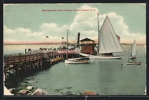 AK Fishers Island, NY, Munnatawket Dock Scene