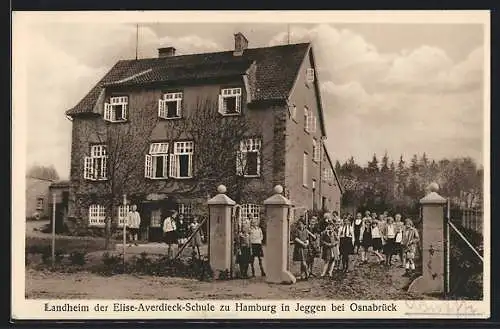AK Jeggen /Osnabrück, Landheim der Elise-Averdieck-Schule mit Kindergruppe