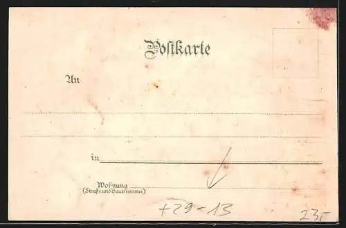 Winter-Lithographie Aalen, Spritzenhaus-Platz mit Spritzen-Lokal Waage, Turnhalle, Schubart-Denkmal, Rathaus-Thurm