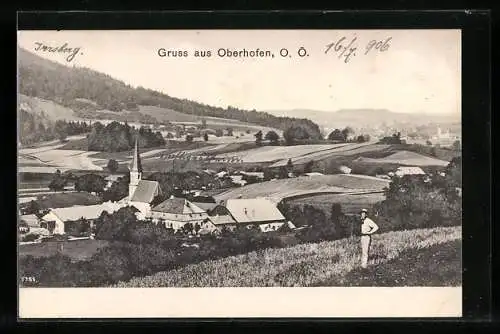 AK Oberhofen am Irrsee, Ortsansicht mit Kirche