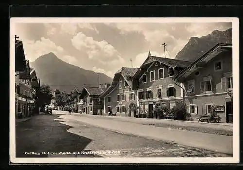 AK Golling, Unterer Markt mit Kratzspitz und Gölf