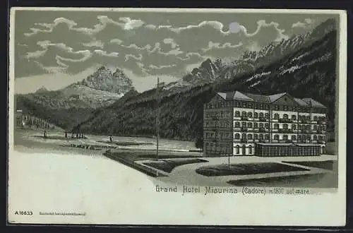 Mondschein-Lithographie Misurina, Grand Hotel Misurina