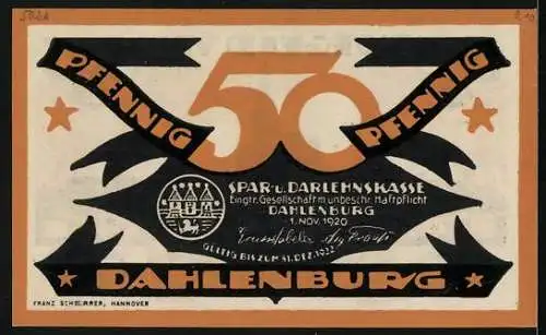 Notgeld Dahlenburg 1920, 50 Pfennig, Panorama