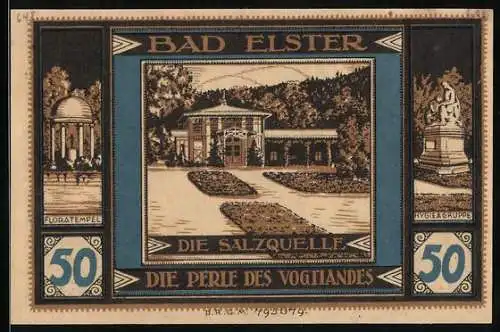 Notgeld Bad Elster, 50 Pfennig, Salzquelle