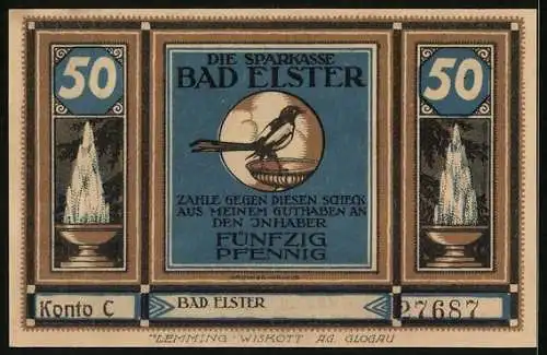 Notgeld Bad Elster, 50 Pfennig, Salzquelle