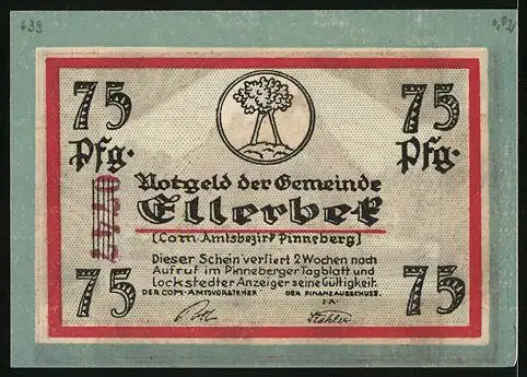 Notgeld Ellerbek, 75 Pfennig, Bauerngehöft