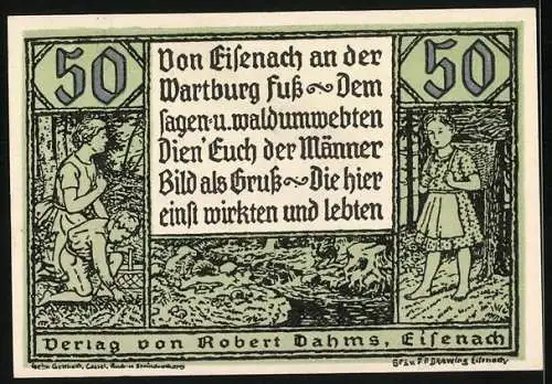 Notgeld Eisenach, 50 Pfennig, Notgeldsammler, Konterfei eines Zugezogenen