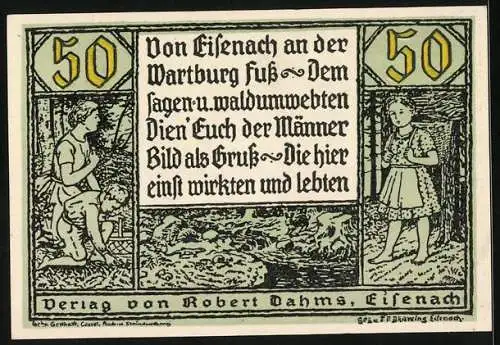 Notgeld Eisenach, 50 Pfennig, Notgeldsammler, Konterfei eines Mannes mit Vollbart