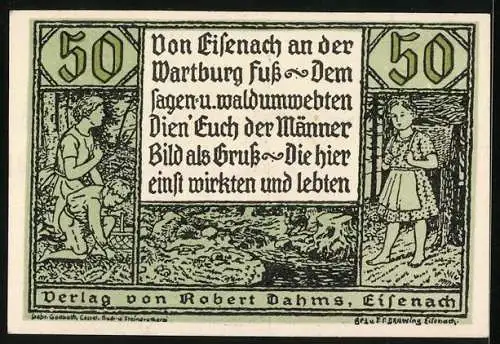 Notgeld Eisenach, 50 Pfennig, Notgeldsammler, Konterfei eines jung gestorbenen Mannes