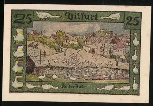 Notgeld Ditfurt 1921, 25 Pfennig, An der Bode