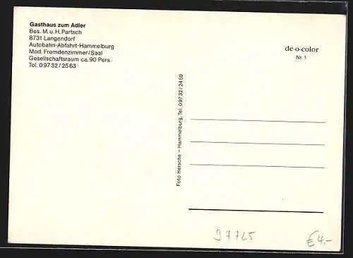 AK Langendorf / Ufr., Gasthaus zum Adler von M. u. H. Partsch