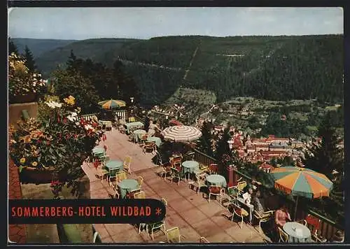 AK Wildbad / Schwarzwald, Terrasse des Sommerberghotels mit Talblick