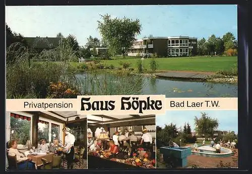 AK Bad Laer /T. W., Privatpension Haus Köpke, Am Thie 9, mit Innenansichten und Kneippbecken