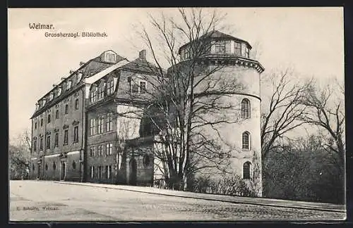 AK Weimar / Thüringen, An der Grossherzogl. Bibliothek