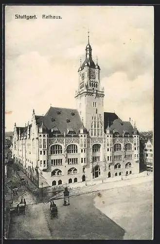 AK Stuttgart, Grosser Platz am Rathaus