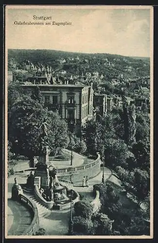 AK Stuttgart, Galatheabrunnen am Eugenplatz