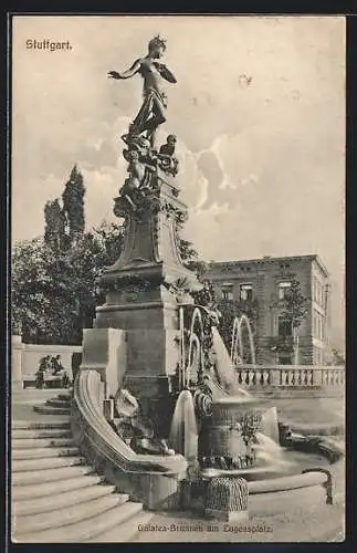AK Stuttgart, Galatea-Brunnen am Eugensplatz