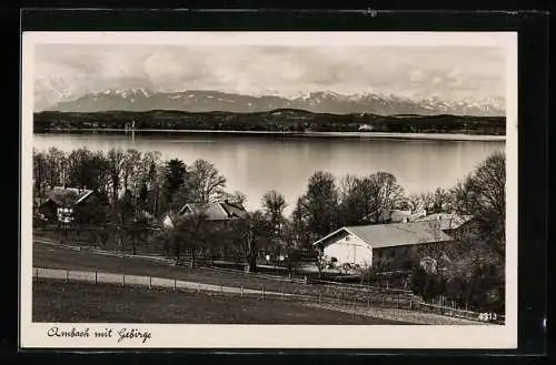 AK Ambach, Ortsansicht mit Gebirge