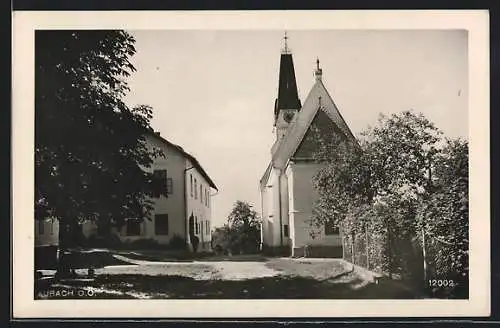 AK Aurach am Hongar, Partie an der Kirche