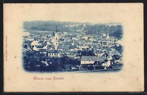 AK Zwettl /N.-Oe., Teilansicht mit Kirche