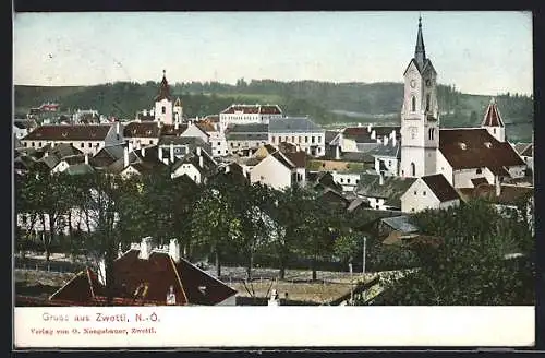 AK Zwettl /N.-Ö., Teilansicht mit Kirche
