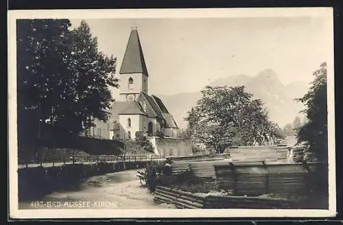 AK Bad Aussee, Ortspartie mit Kirche